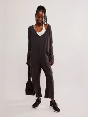 Free People Movement Long Sleeve Hot Shot Onesie Small – Washed Black S